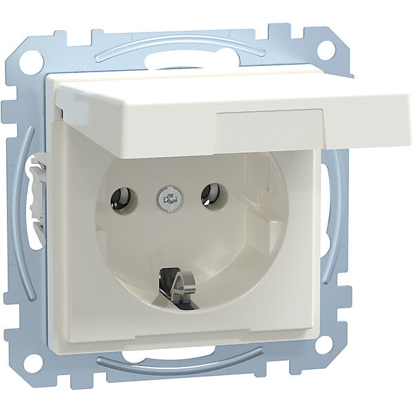Merten SCHUKO-Steckdose pws/gl Klappdeckel MEG2311-0319